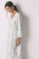 Women'secret Camisón largo cruzado con cinturón marfil