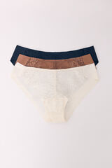 Womensecret Pack 3 panties clásicos encaje y micro kaki