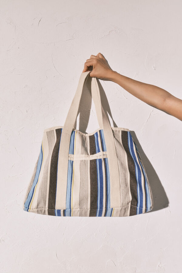 Women'secret Bolsa shopper de playa con estampado de rayas estampado