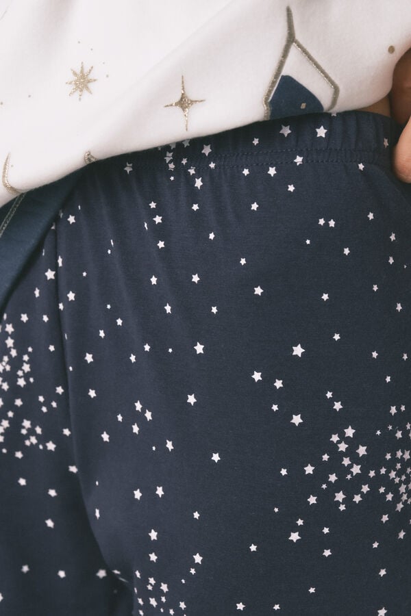 Women'secret Pijama larga polar estampado "Hogwarts" marfil