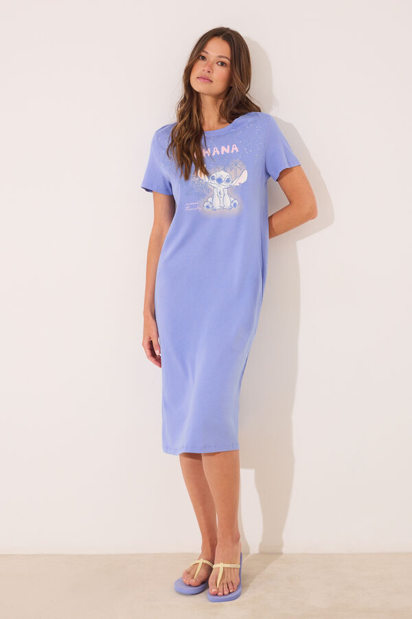 Womensecret Camisón midi de algodón de Lilo & Stitch azul