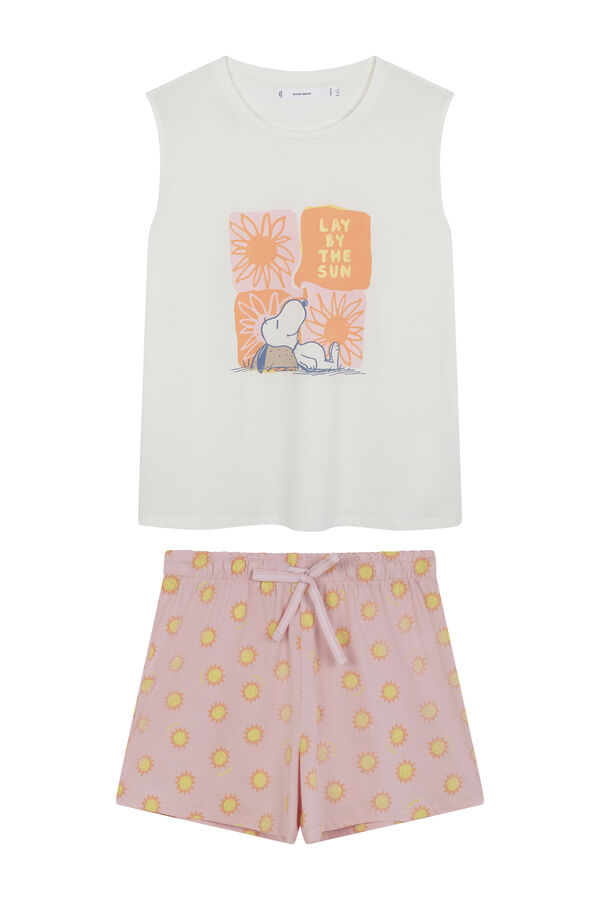 Women'secret Pijama corta suelas de Snoopy  marfil