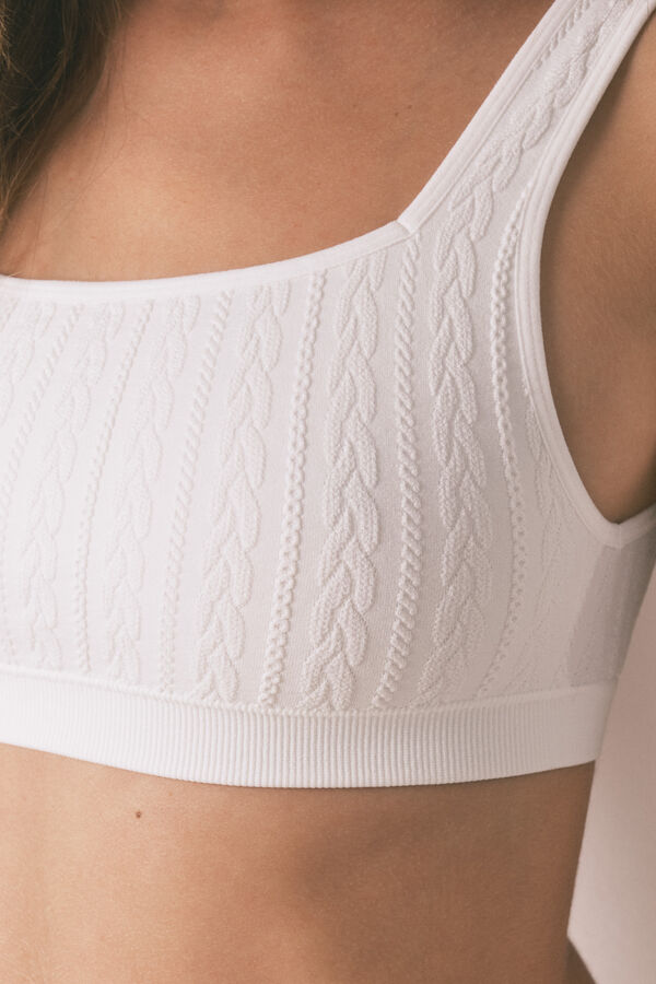 Women'secret Brasier top seamless tricot blanco marfil