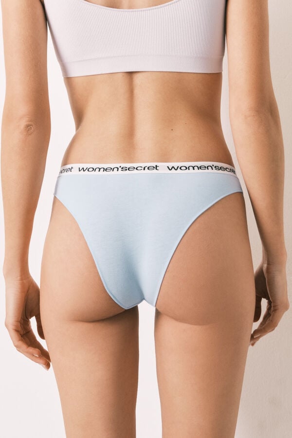 Women'secret Pack 7 panties brasile&ntilde;os de algod&oacute;n lisos logo blanco