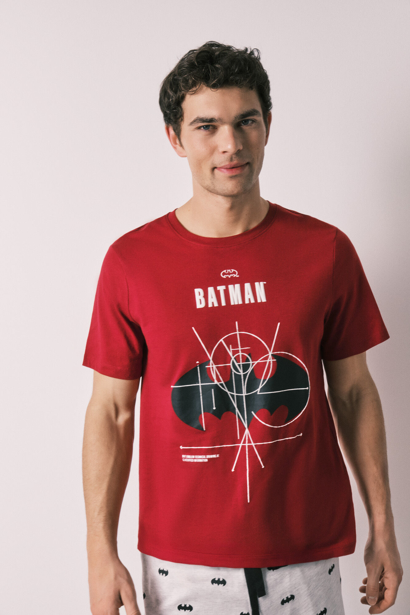 Women'secret Pijama corta de hombre de algod&oacute;n Batman rojo