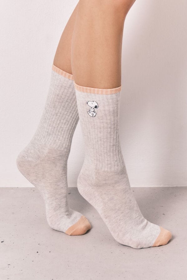 Women'secret Pack 3 calcetines largos estampado Snoopy gris
