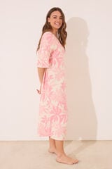 Womensecret Vestido largo de muselina 100% algodón estampado flores rosa