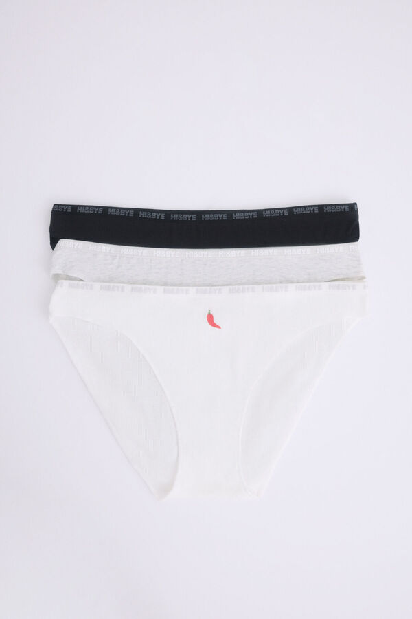 Womensecret Pack 3 bragas clásicas negro, blanco, gris blanco