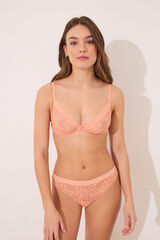 Womensecret Panty clásica de encaje color naranja melocotón naranja