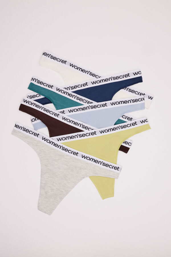 Womensecret Pack 7 tangas algodón logo blanco
