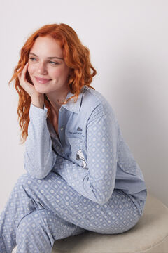 Womensecret Pijama camisera 100% algodón rayas y flores azul