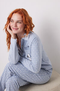 Womensecret Pijama camisera 100% algodón rayas y flores azul
