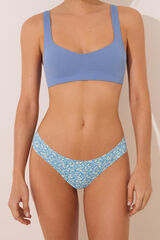 Womensecret Tanga azul con estampado de corte limpio estampado