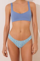 Womensecret Tanga azul con estampado de corte limpio estampado