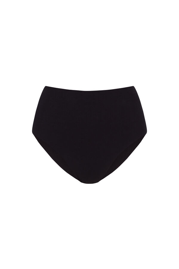 Women'secret Panty de algodón negra de cintura alta negro