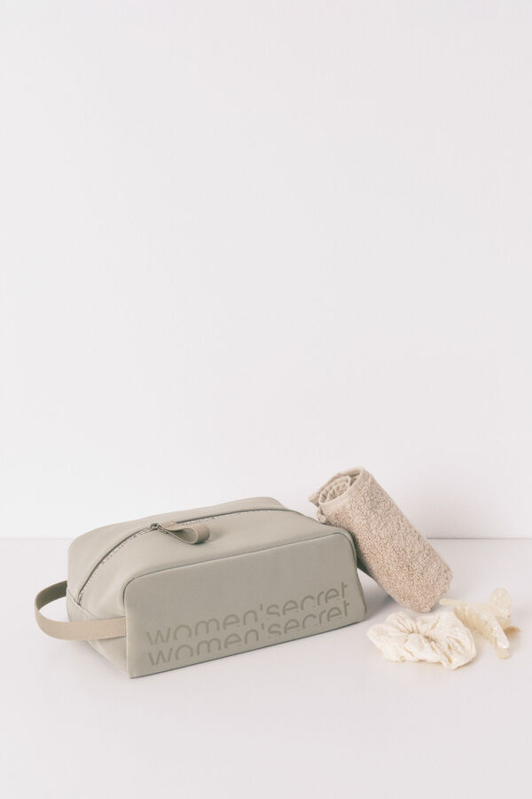 Womensecret Neceser mediano de goma color caqui kaki