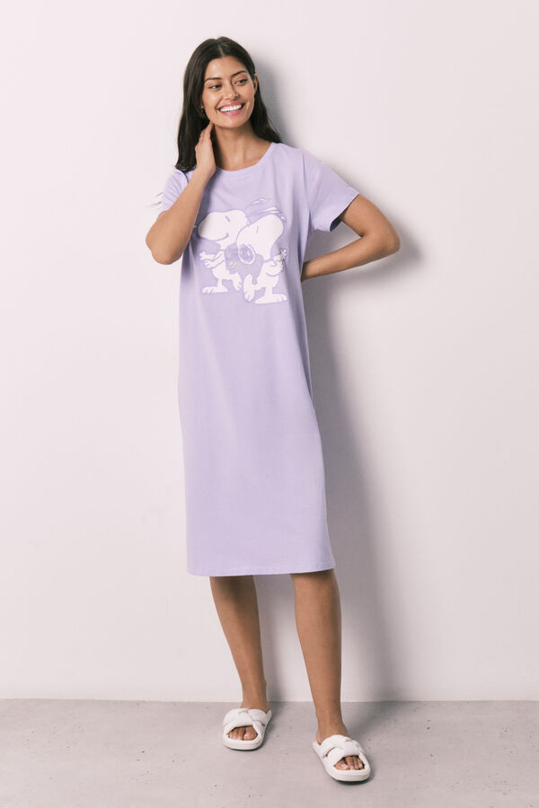 Women'secret Camis&oacute;n de algod&oacute;n Snoopy lila morado/lila