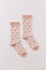 Women'secret Calcetines largos grises con corazones en relieve  rosa