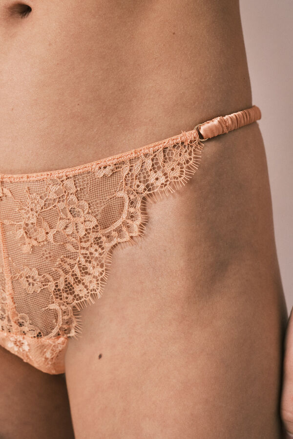 Women'secret Panty brasile&ntilde;o de encaje naranja coral