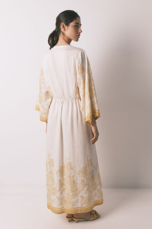 Women'secret Vestido caft&aacute;n jacquard flores marfil