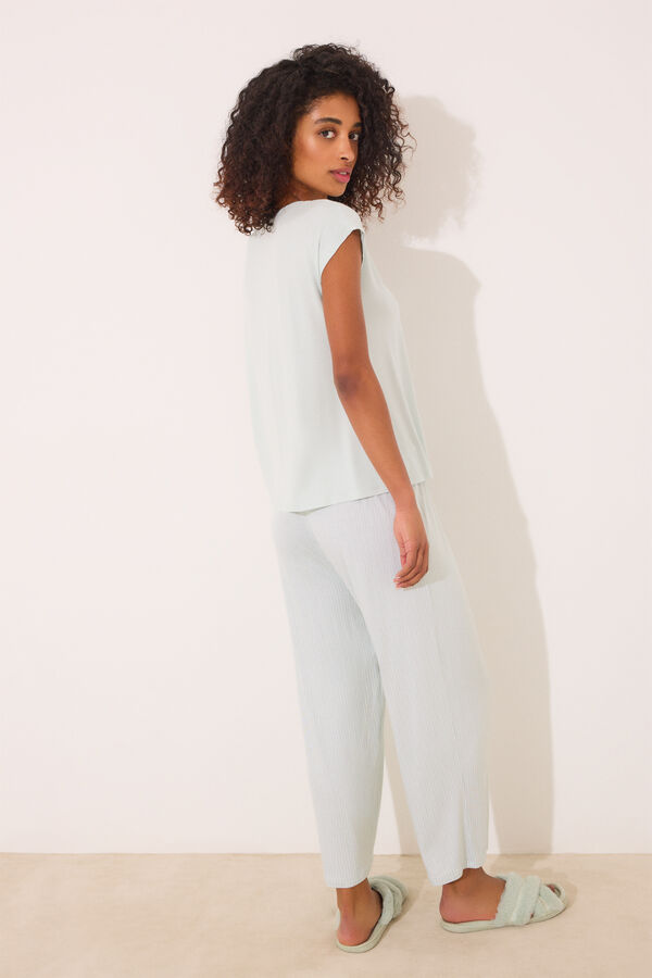 Womensecret Pijama capri de viscosa a rayas verde