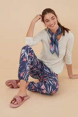 Womensecret Pantalón largo estampado flores Moniquilla azul estampado