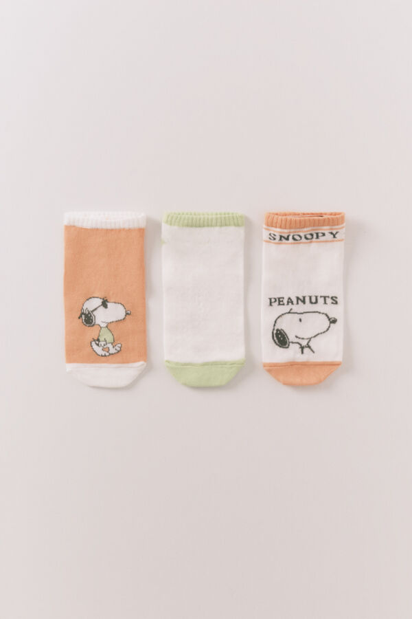 Womensecret Pack de 3 calcetines short de Snoopy estampado