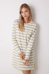 Womensecret Camisón de algodón a rayas Garfield marfil
