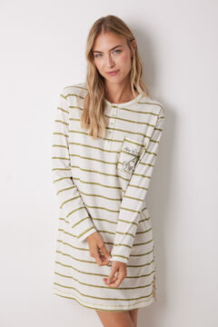 Womensecret Camisón de algodón a rayas Garfield marfil