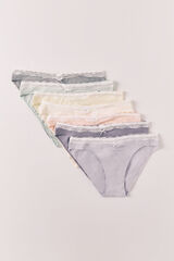 Women'secret Pack 7 panties cl&aacute;sicas de algod&oacute;n lisas con encaje blanco