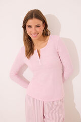Womensecret Pijama larga de viscosa rayas con rayas alto rosa