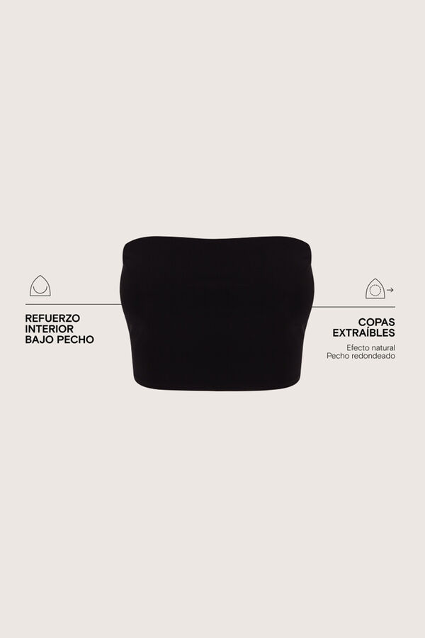 Womensecret Top corto bandeau negro negro