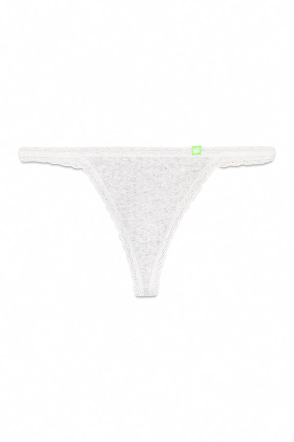 Womensecret Tanga de pointelle gris sin costuras gris