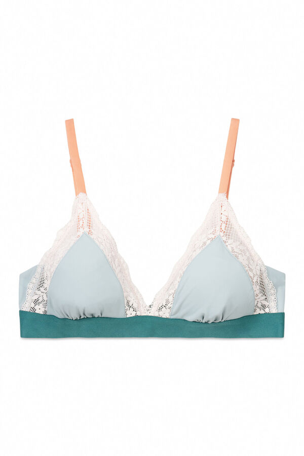 Womensecret Brasier triangular de encaje de microfibra NATURAL  verde