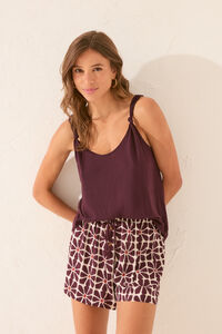 Womensecret Playera de tirantes de viscosa color granate púrpura
