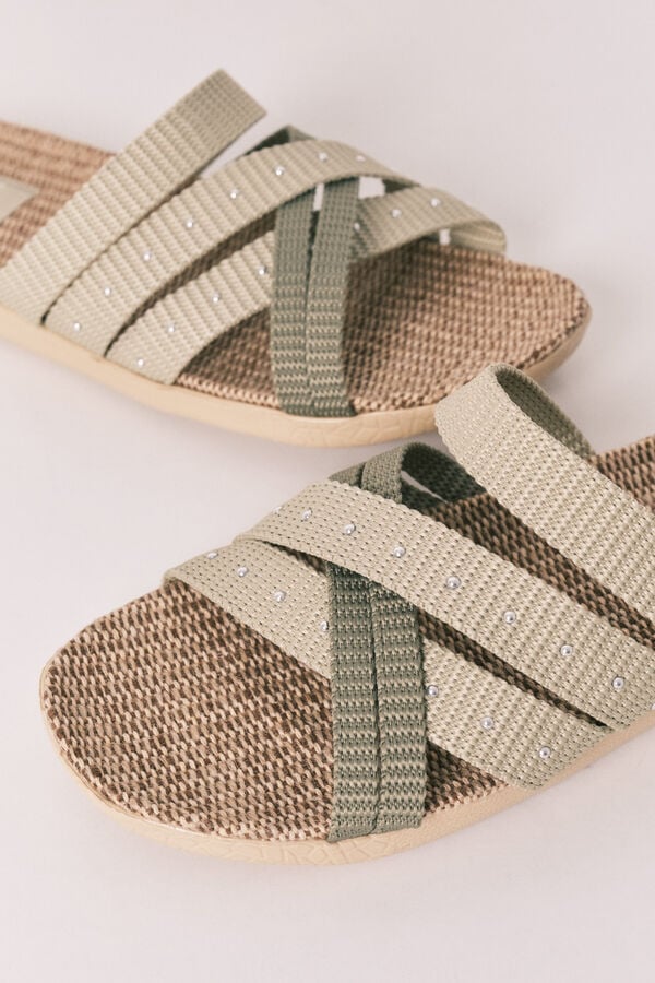 Women'secret Sandalias de tiras verde kaki