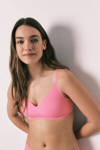 Women'secret Top triangular liso corte limpio coral