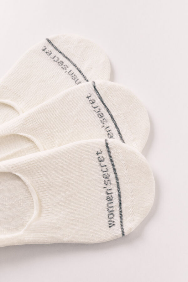 Women'secret Pack 3 calcetines invisibles con logo blancos blanco