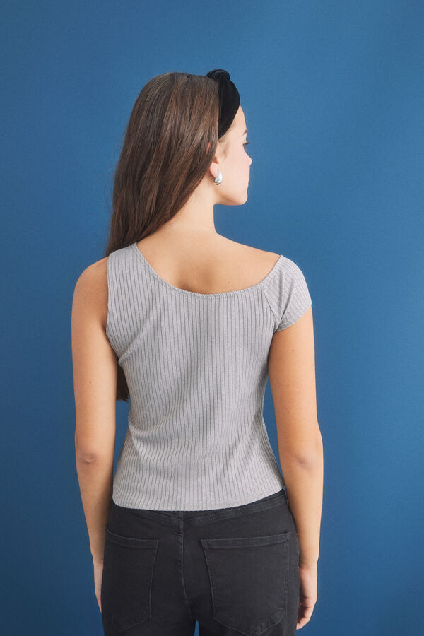Womensecret Top asimétrico lurex gris gris