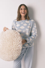 Women'secret Pijama larga polar mousse nubes azul