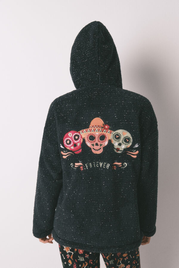 Womensecret Bata negra de borrego "Día de Muertos"  negro
