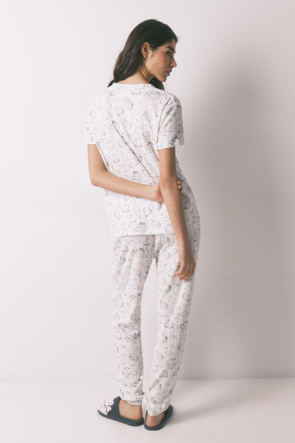 Women'secret Pijama acanalada suave estampada de Moomin blanca blanco