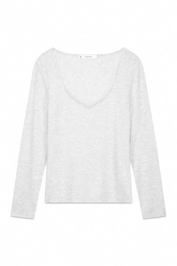 Women'secret Playera de tejido gris súper suave gris