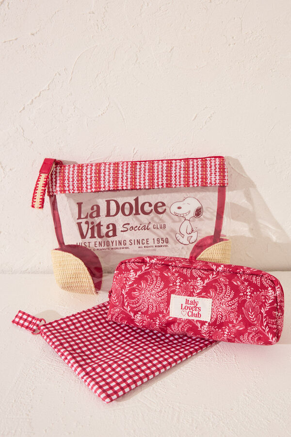 Womensecret Pack de 3 neceseres de rafia de Snoopy rojo