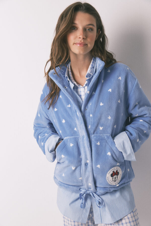 Womensecret Bata short de forro polar de Mickey Mouse con estampado azul estampado