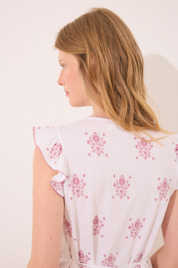 Womensecret Camisón corto " premamá " blanco con estampado floral marfil