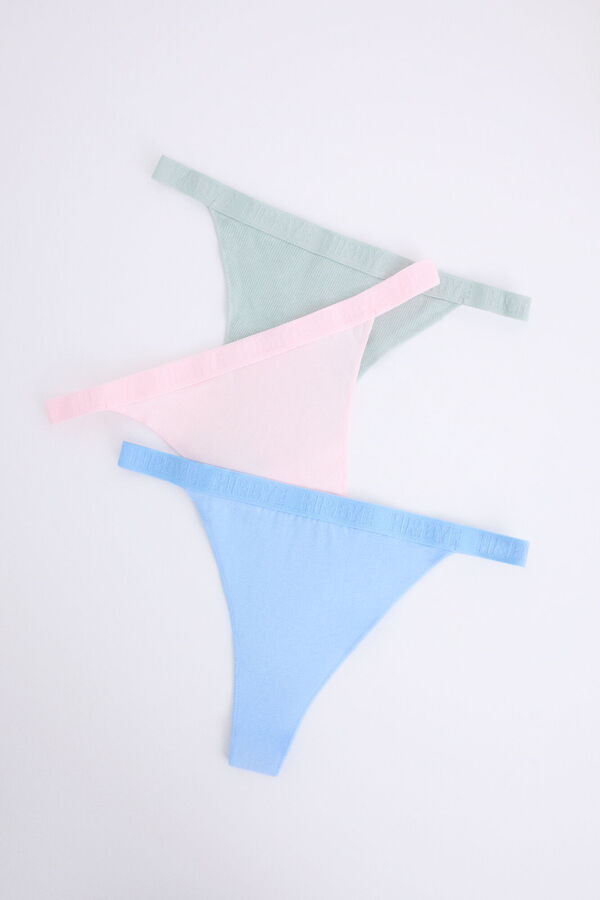 Womensecret Pack 3 tangas azul, verde y rosa blanco