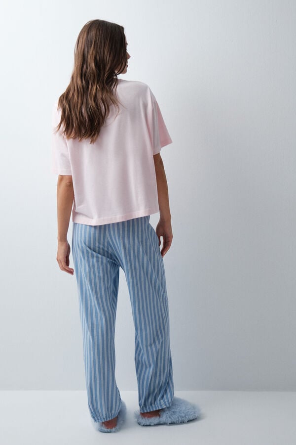 Women'secret Pantal&oacute;n largo bombacho de rayas azul estampado
