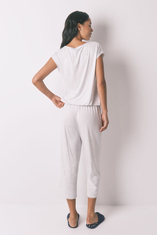 Womensecret Pijama Capri de viscosa gris de soft touch gris