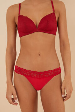 Womensecret Tanga canalé encaje rojo rojo